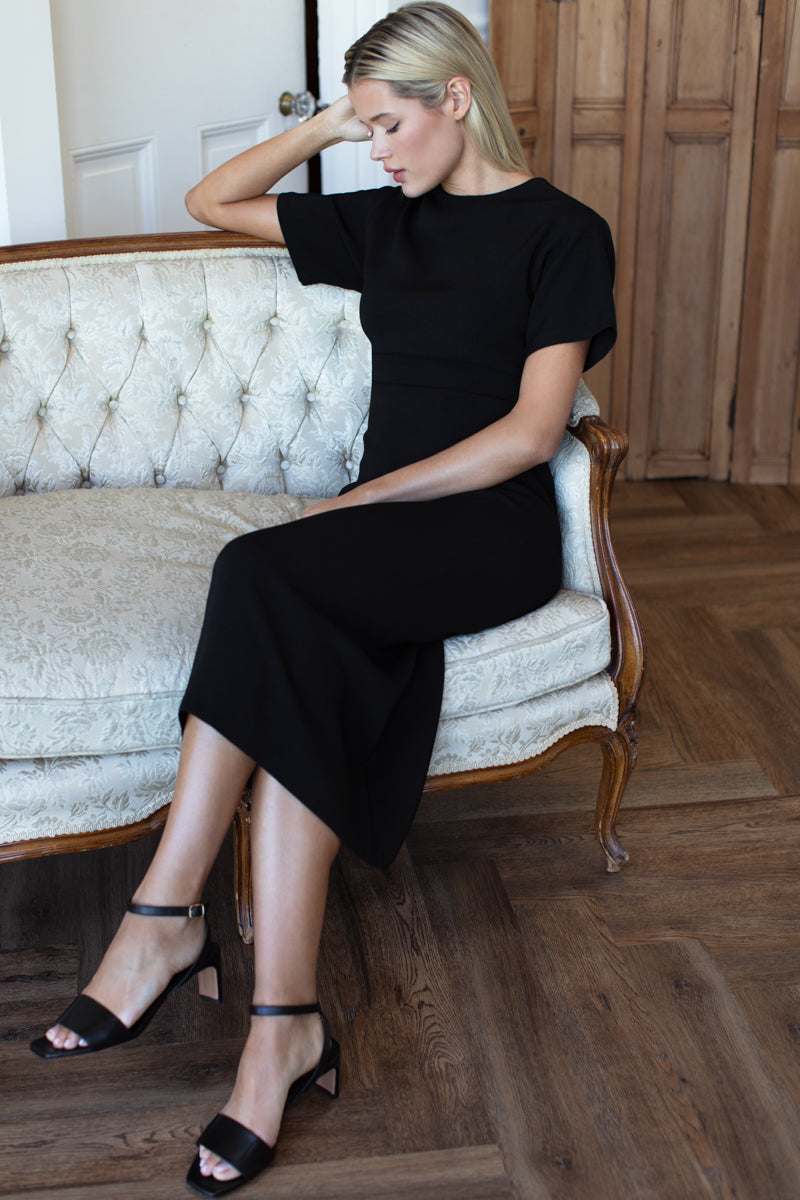 Dolman Ruched Dress - Black Swan L Dolman Ruched Dress - Black Swan L