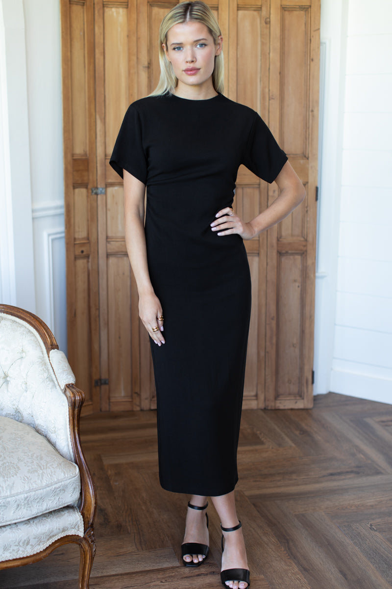 Dolman Ruched Dress - Black Swan L Dolman Ruched Dress - Black Swan L