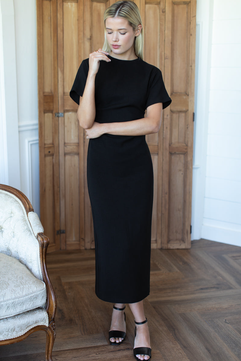 Dolman Ruched Dress - Black Swan L Dolman Ruched Dress - Black Swan L