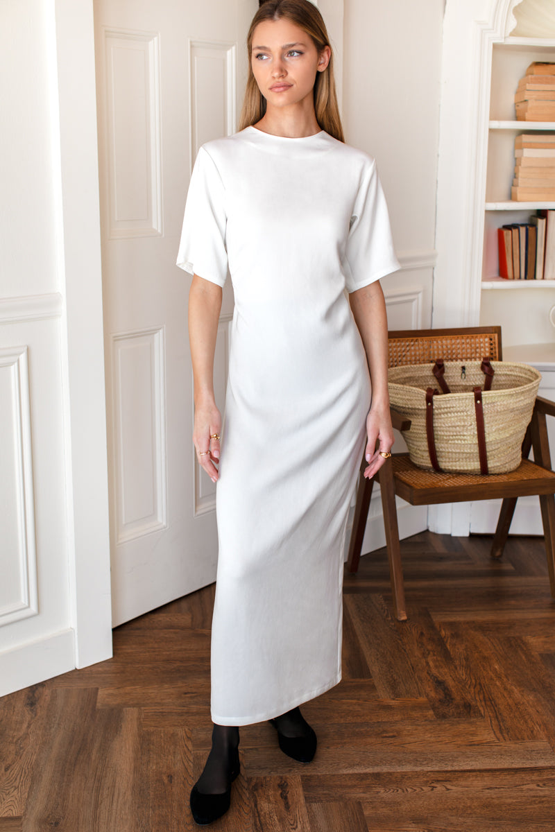 Dolman Ruched Dress - Blanc