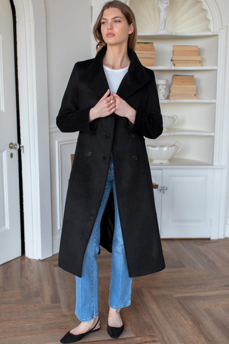 Double Button Coat - Black