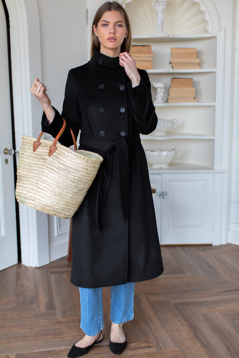 Double Button Coat - Black