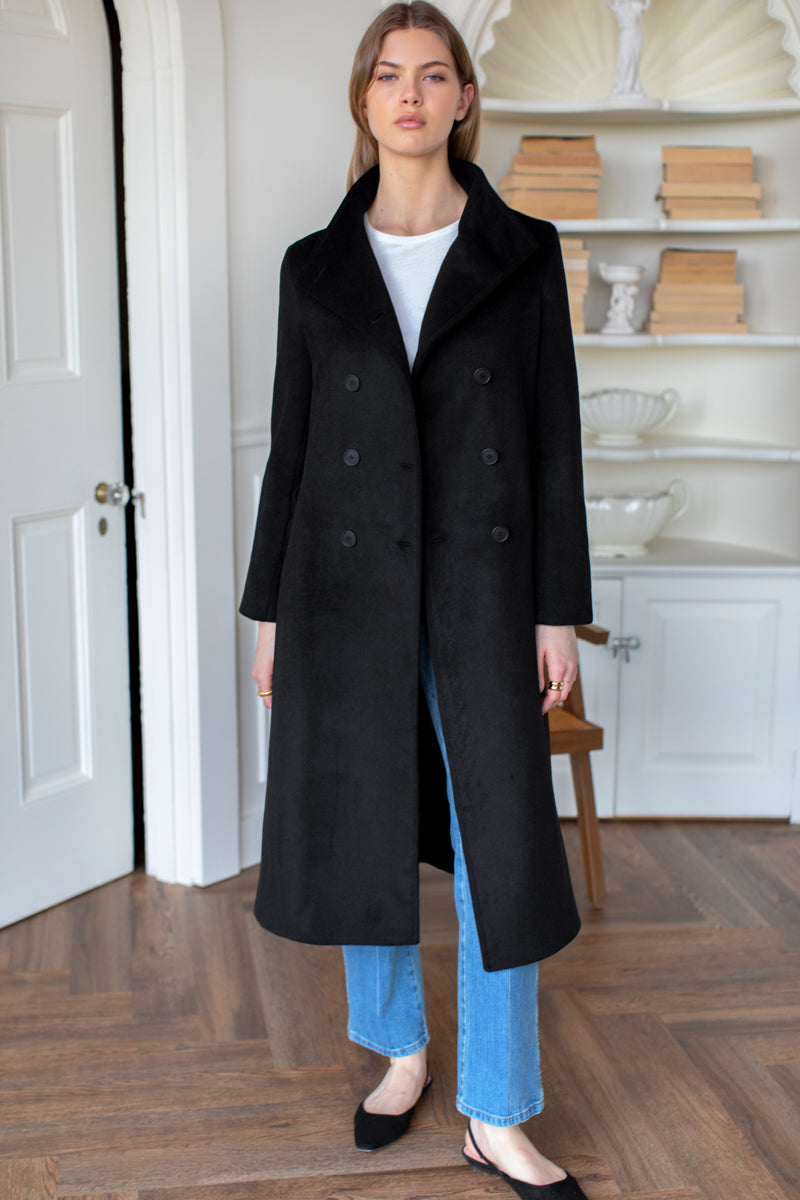 Double Button Coat - Black