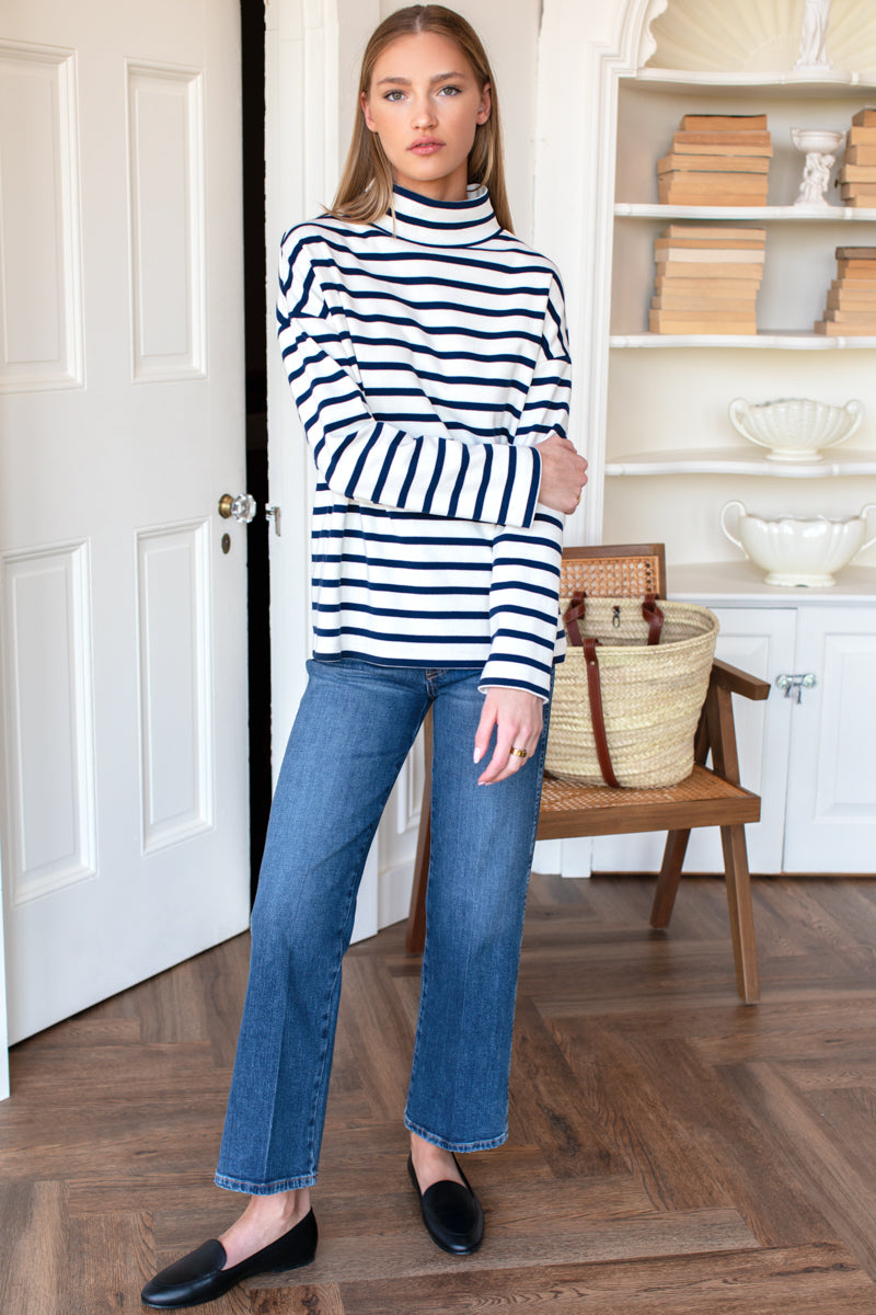 Edie Top - Navy Stripe Rib