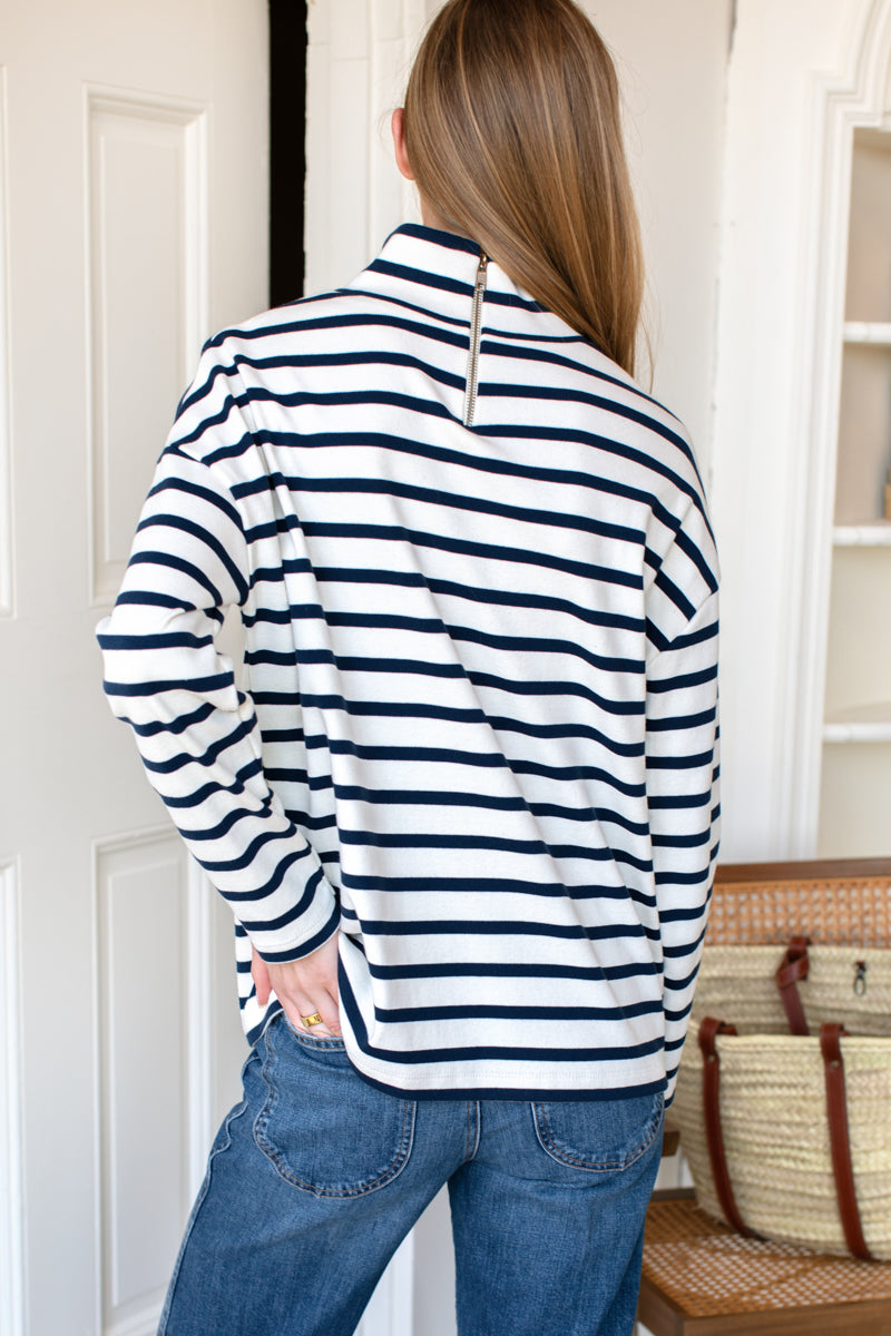 Edie Top - Navy Stripe Rib