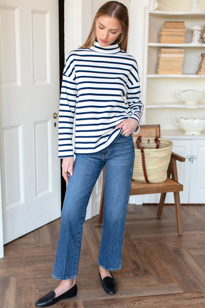 Edie Top - Navy Stripe Rib