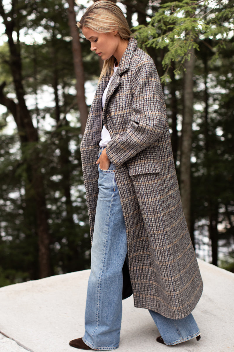 Emerson Layering Maxi Coat - Wooly Mohair Plaid