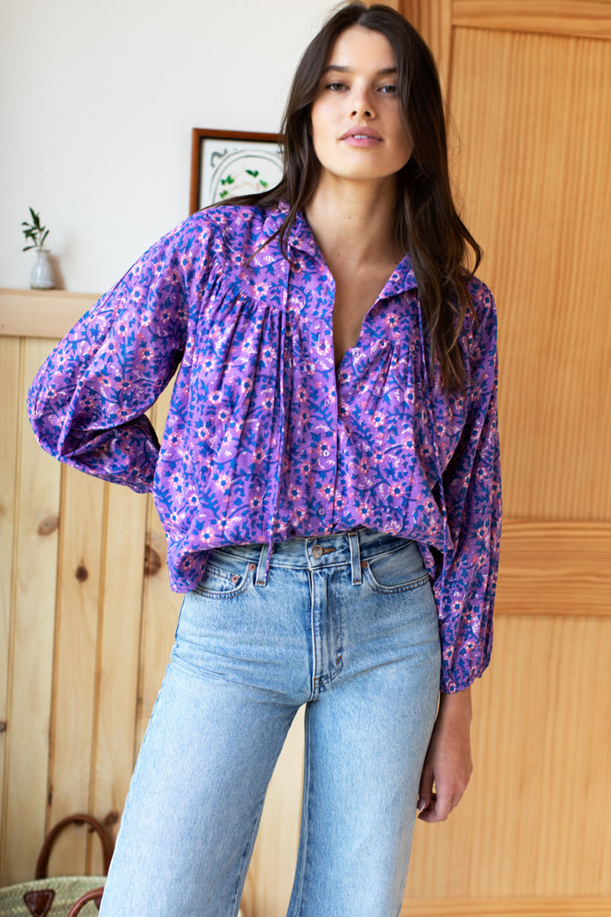 Emmaline Blouse - Violet Wildflower Organic - Emerson Fry