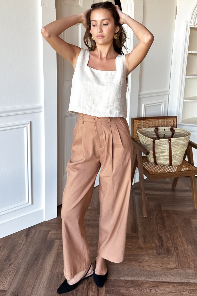 Essential Pleated Pant - Camel