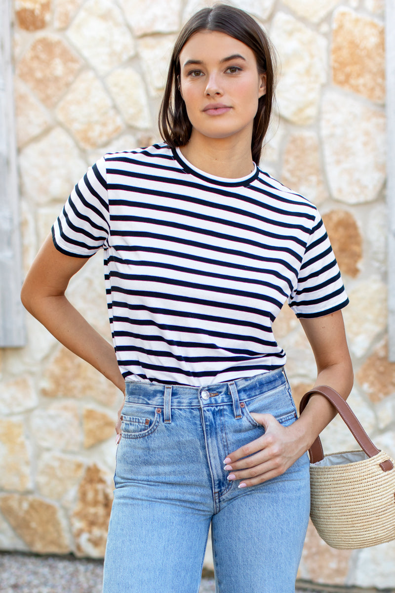 Essential T Shirt - Classic Stripe Black + White