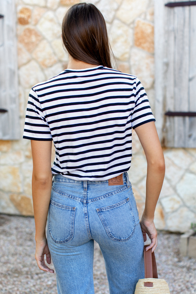 Essential T Shirt - Classic Stripe Black + White