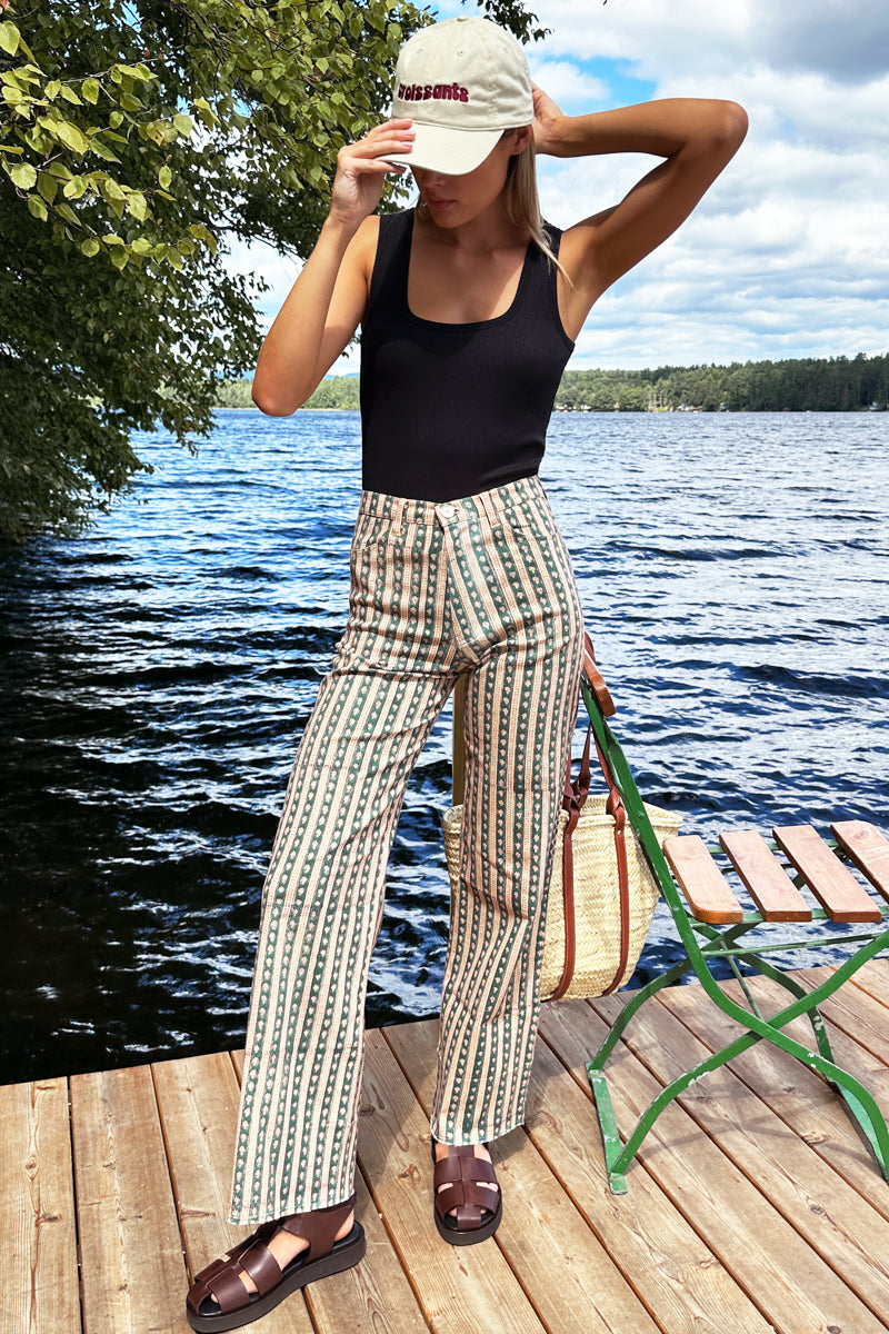 Everyday Pant - Vintage Floral Stripe Pine