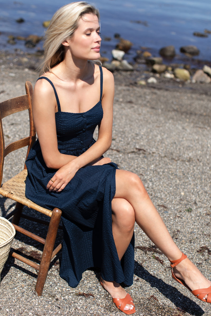 Florentine Layering Dress - Navy Seersucker 4 Florentine Layering Dress - Navy Seersucker 4