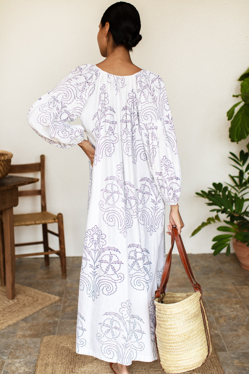 Folk Maxi Dress - Maeve Outline Indigo