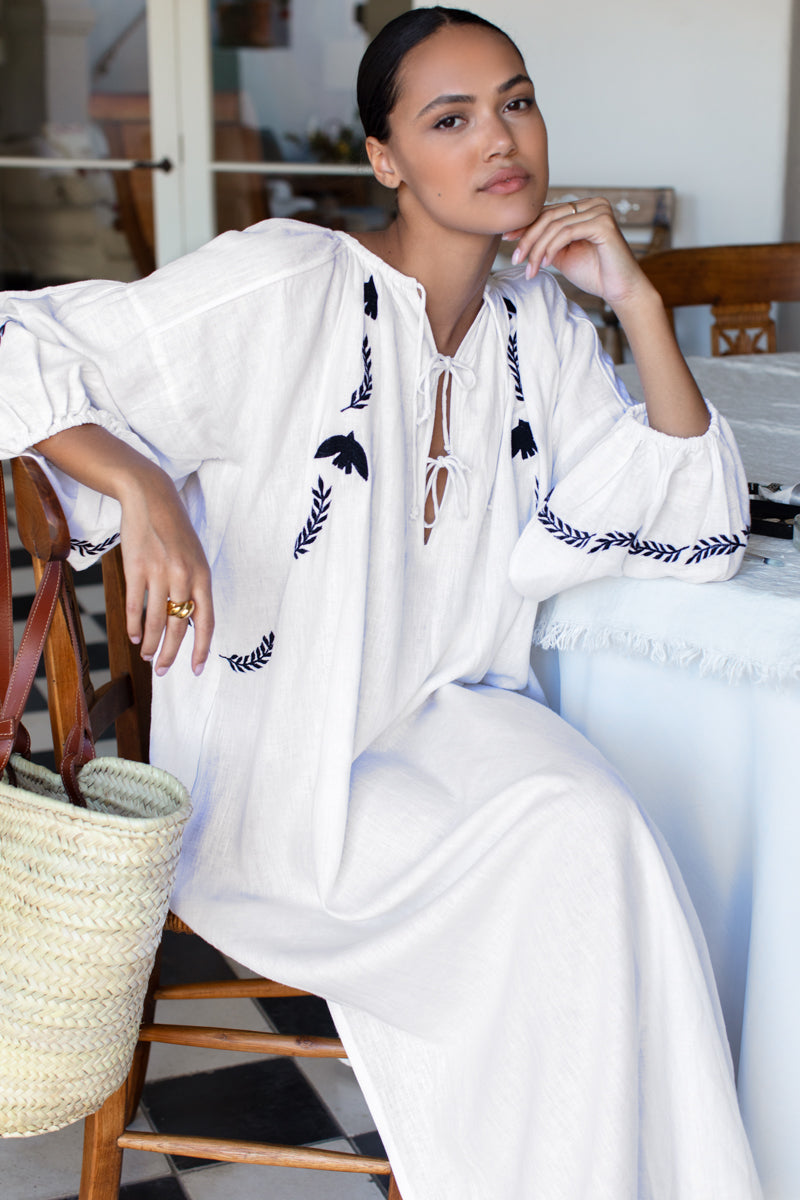 white embroidered folk dress White Folk Dress , Long Folk Embroidery Dress , Rich Embroidery Dress Woman Traditional Dress Fashion Dress Mother Gift Festival Dress Cool