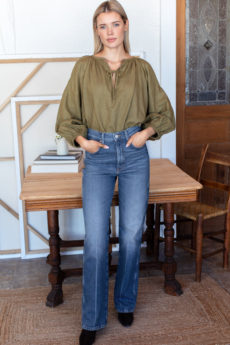 Folk Top - Gothic Olive Linen
