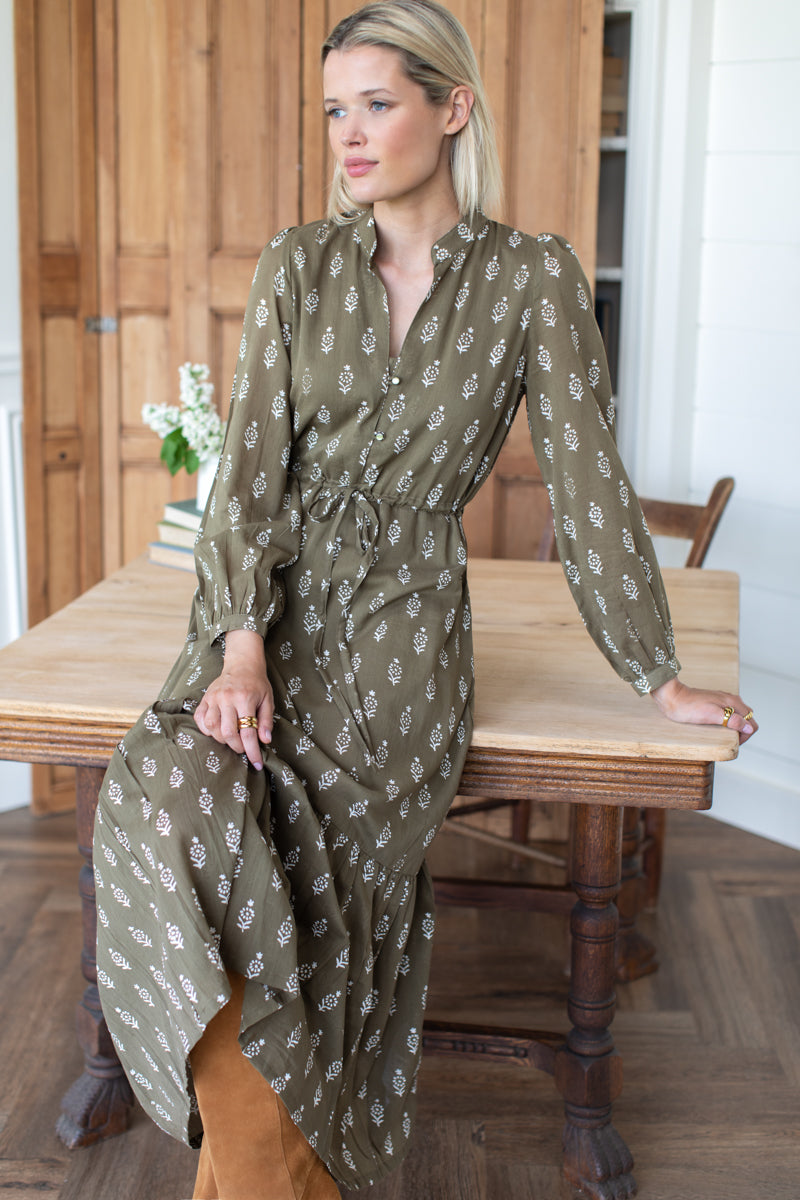 Frances 3 Dress - Marguerite 2 Gothic Olive Organic