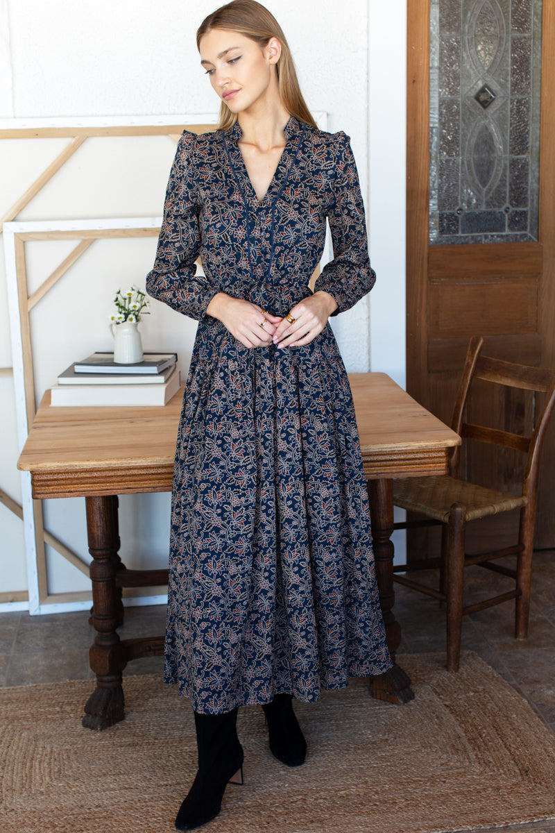 Frances 4 Basque Dress - Artisan Flower Vines Organic - Emerson Fry