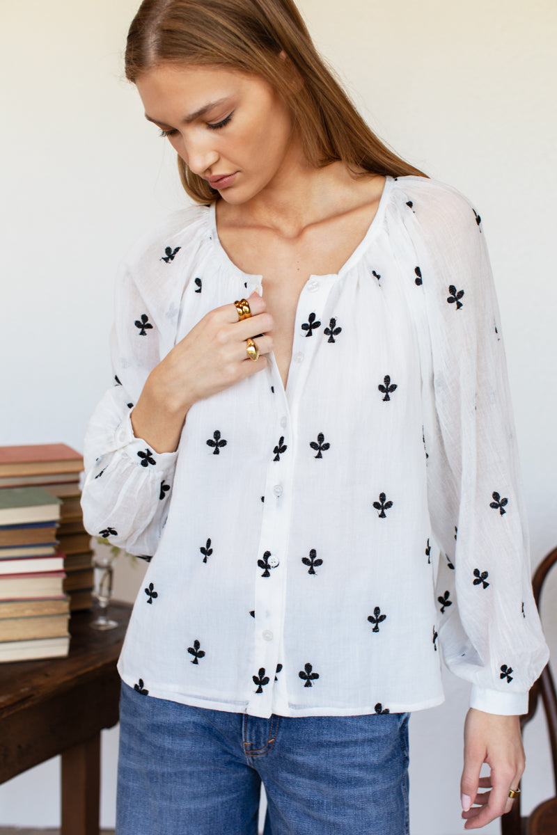 Frances Blouse - Embroidered Clover