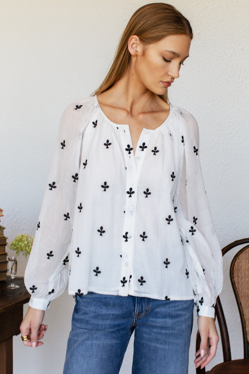 Frances Blouse - Embroidered Clover