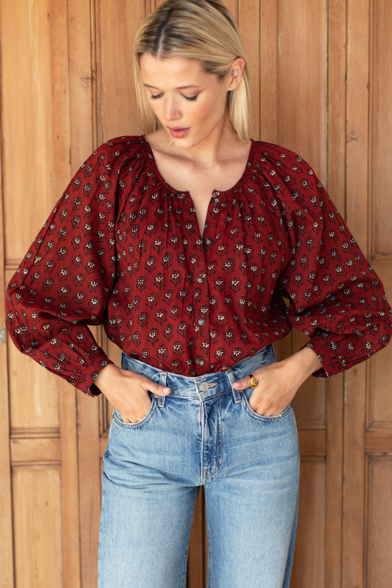 Frances Blouse - Lantern Flower Rouge