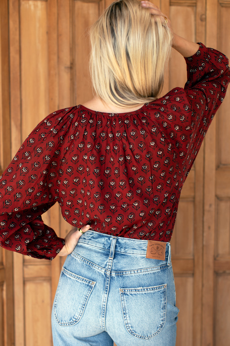 Frances Blouse - Lantern Flower Rouge