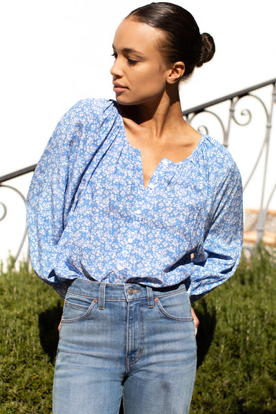 Frances Blouse - Vintage Flowers Blue
