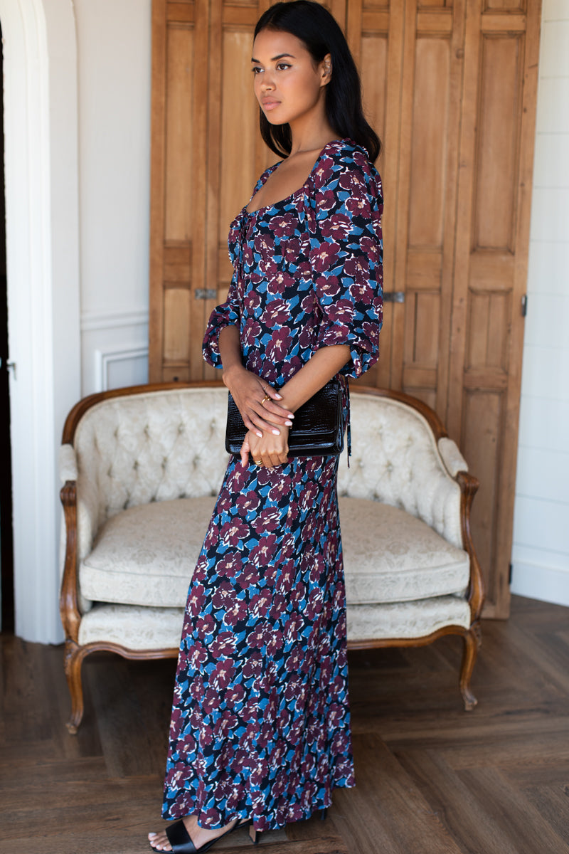 Franny Bias Dress 2 - Wilders Flowers Merlot