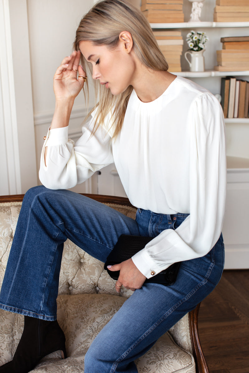 Gathered Neckline Top - Star White