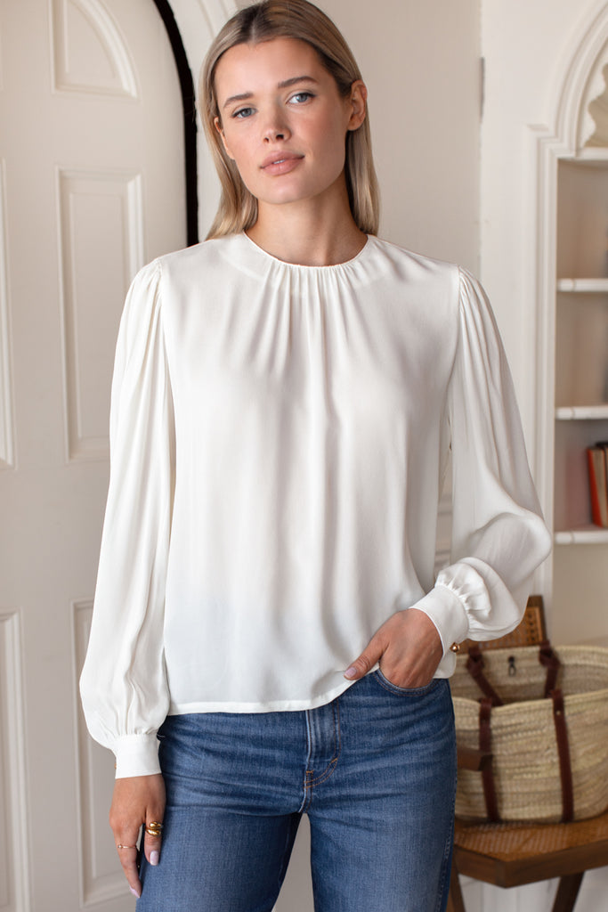 Gathered Neckline Top - Star White - Emerson Fry