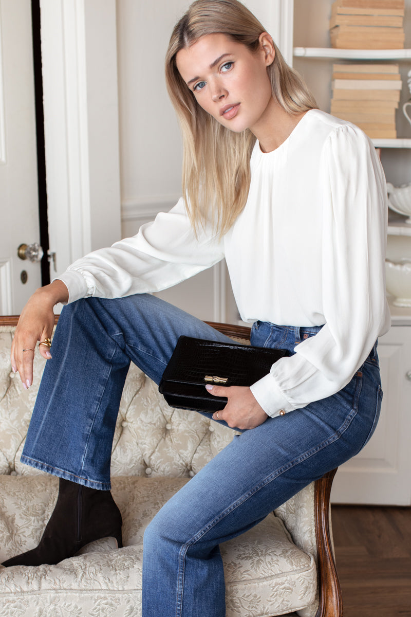 Gathered Neckline Top - Star White