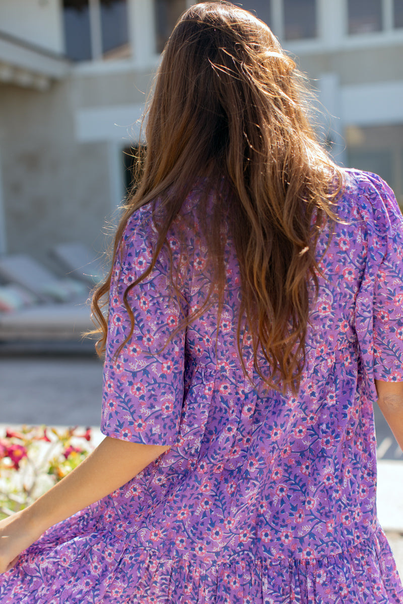 Isla Dress - Violet Wildflower Organic XS/S Isla Dress - Violet Wildflower Organic XS/S