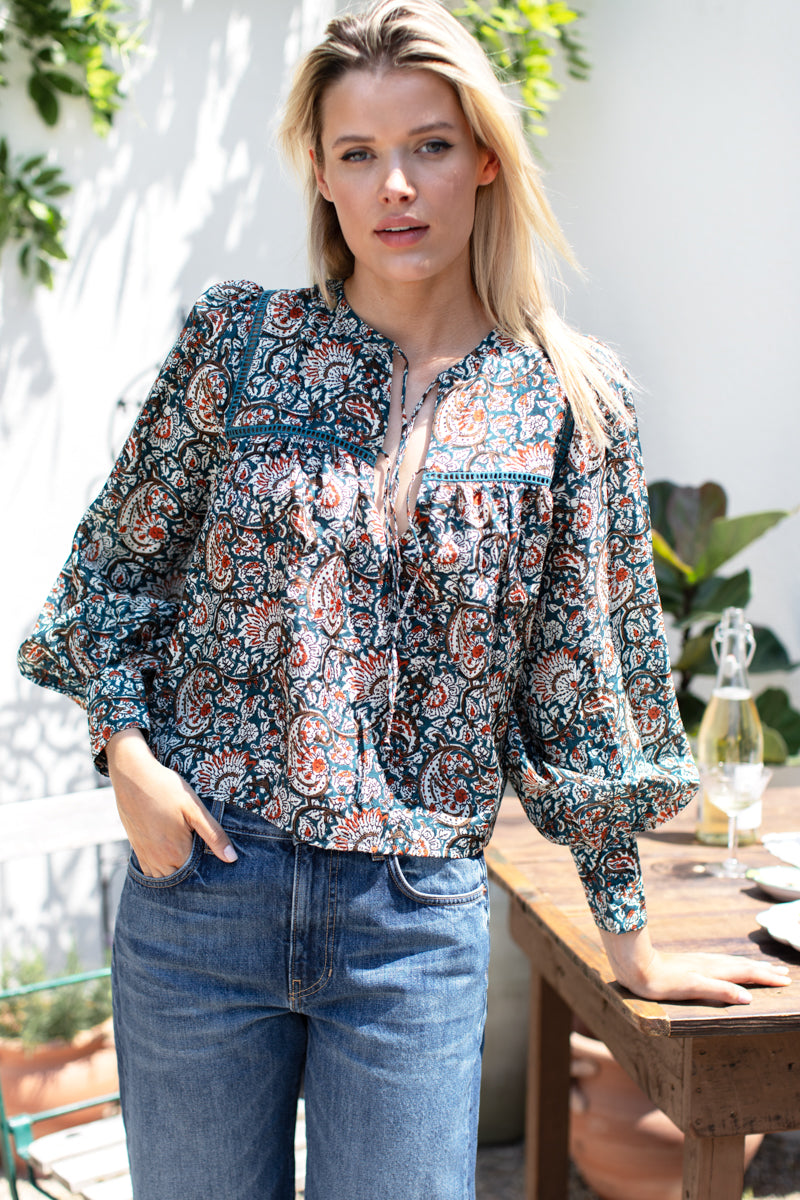 Isla Longsleeve Top - Roma Silk