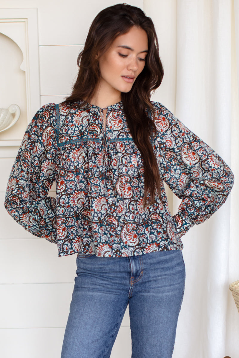 Isla Longsleeve Top - Roma Silk