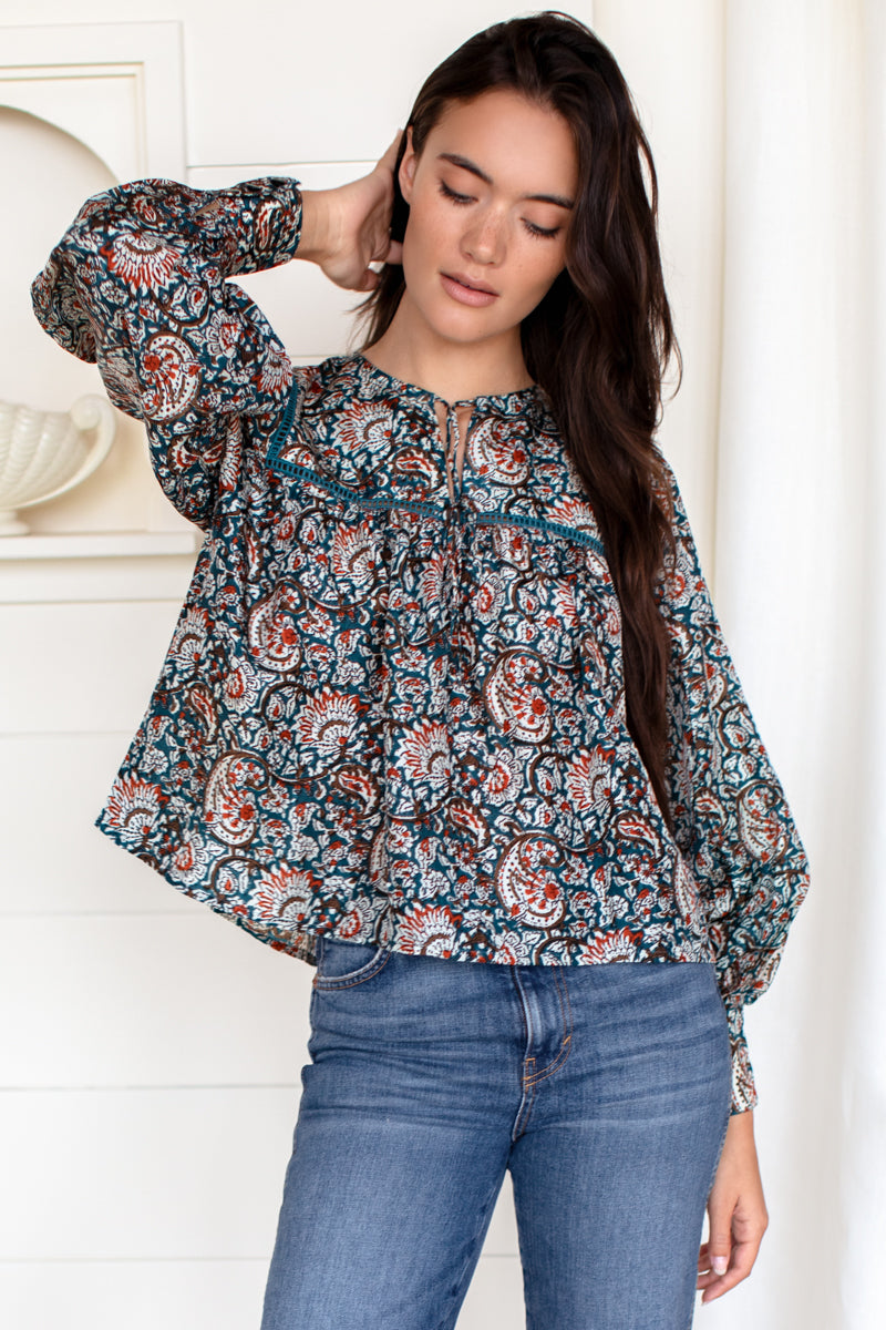 Isla Longsleeve Top - Roma Silk