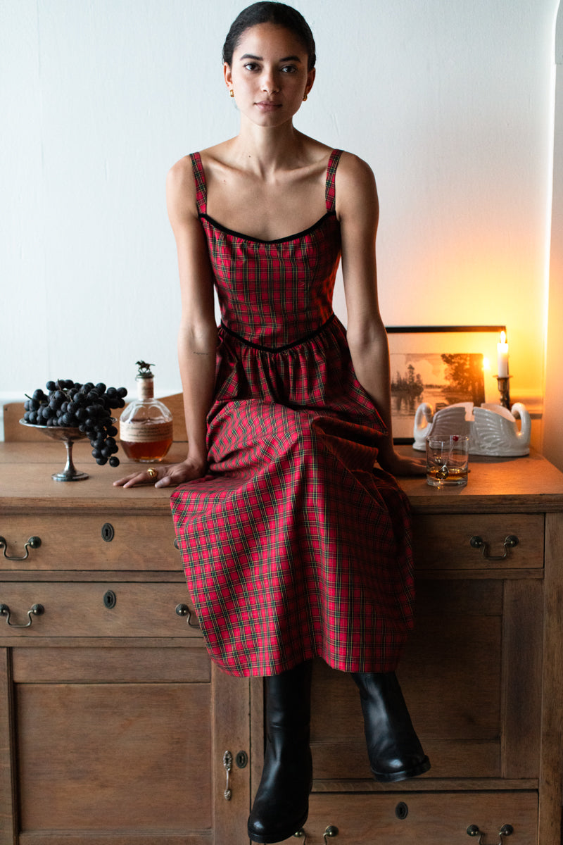 Jour Basque Dress - Vivienne Plaid