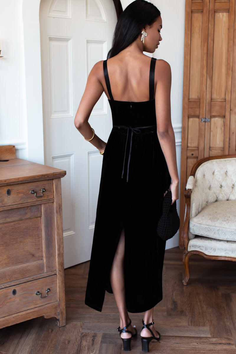 Jour Maxi Dress - Black Silk Velvet XXS Jour Maxi Dress - Black Silk Velvet XXS