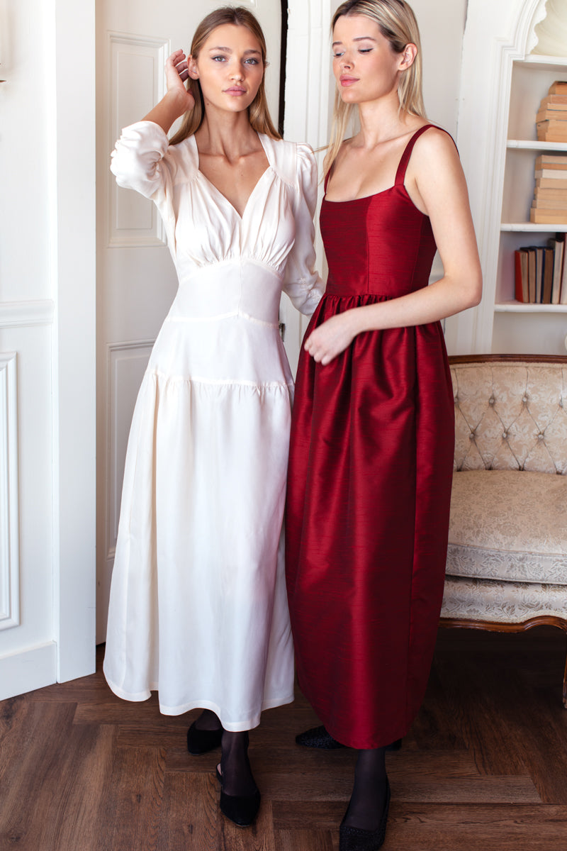 Jour Maxi Dress - Rouge Shantung