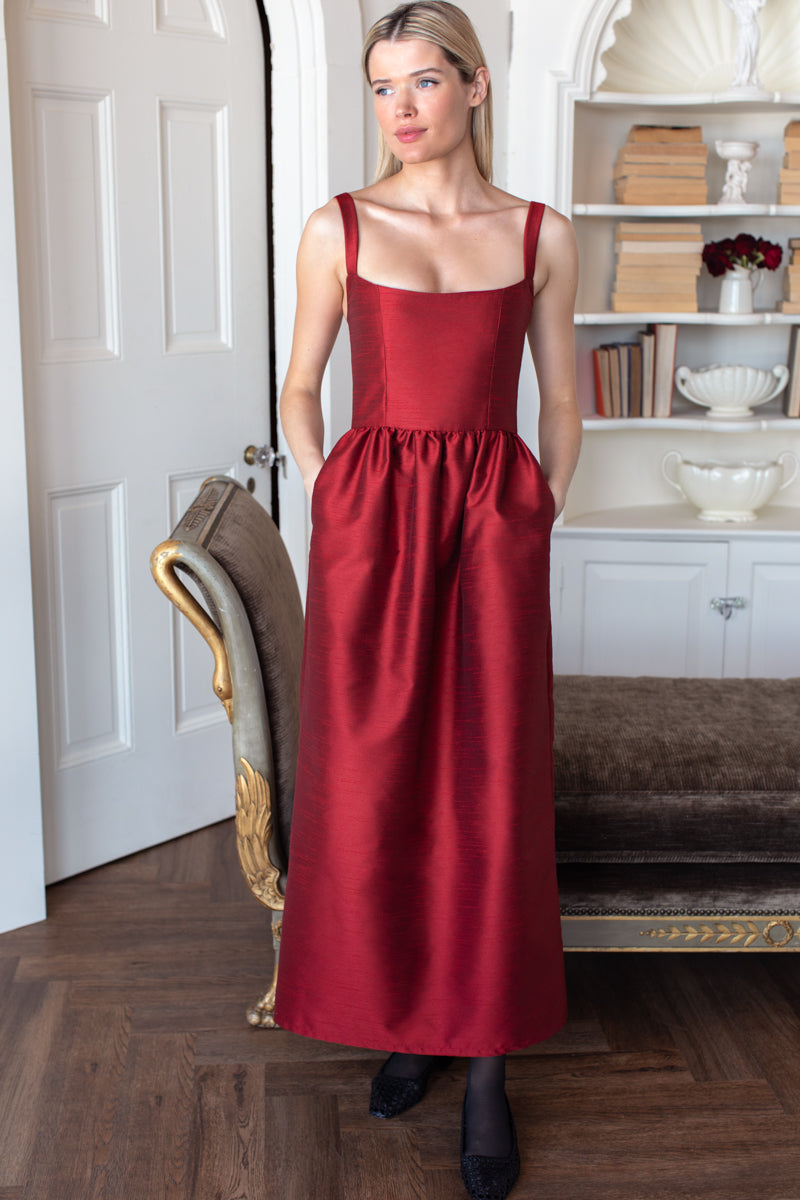 Jour Maxi Dress - Rouge Shantung