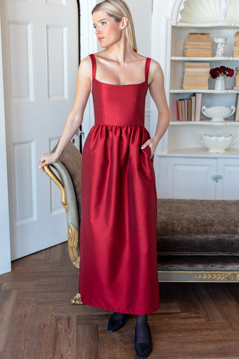 Jour Maxi Dress - Rouge Shantung