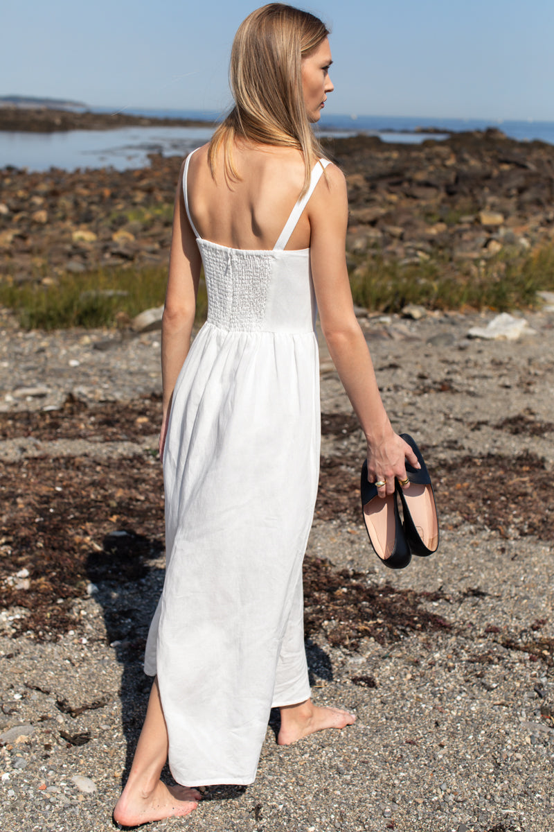 Jour Maxi Dress - White Linen M Jour Maxi Dress - White Linen M