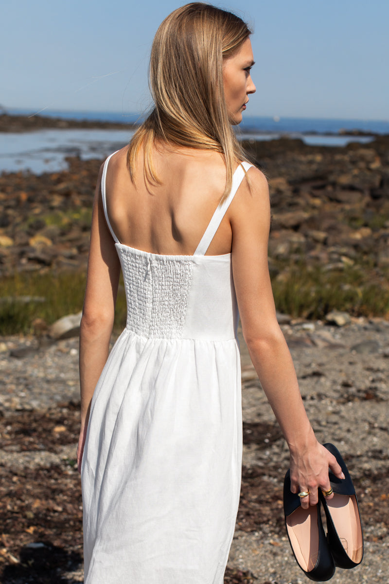 Jour Maxi Dress - White Linen M Jour Maxi Dress - White Linen M