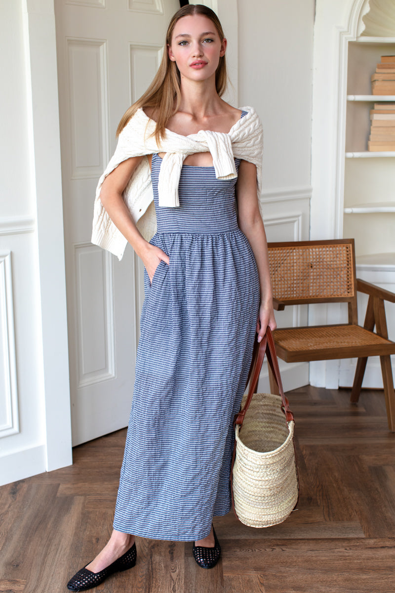 Jour Maxi Dress - Navy Gingham XXS Jour Maxi Dress - Navy Gingham XXS