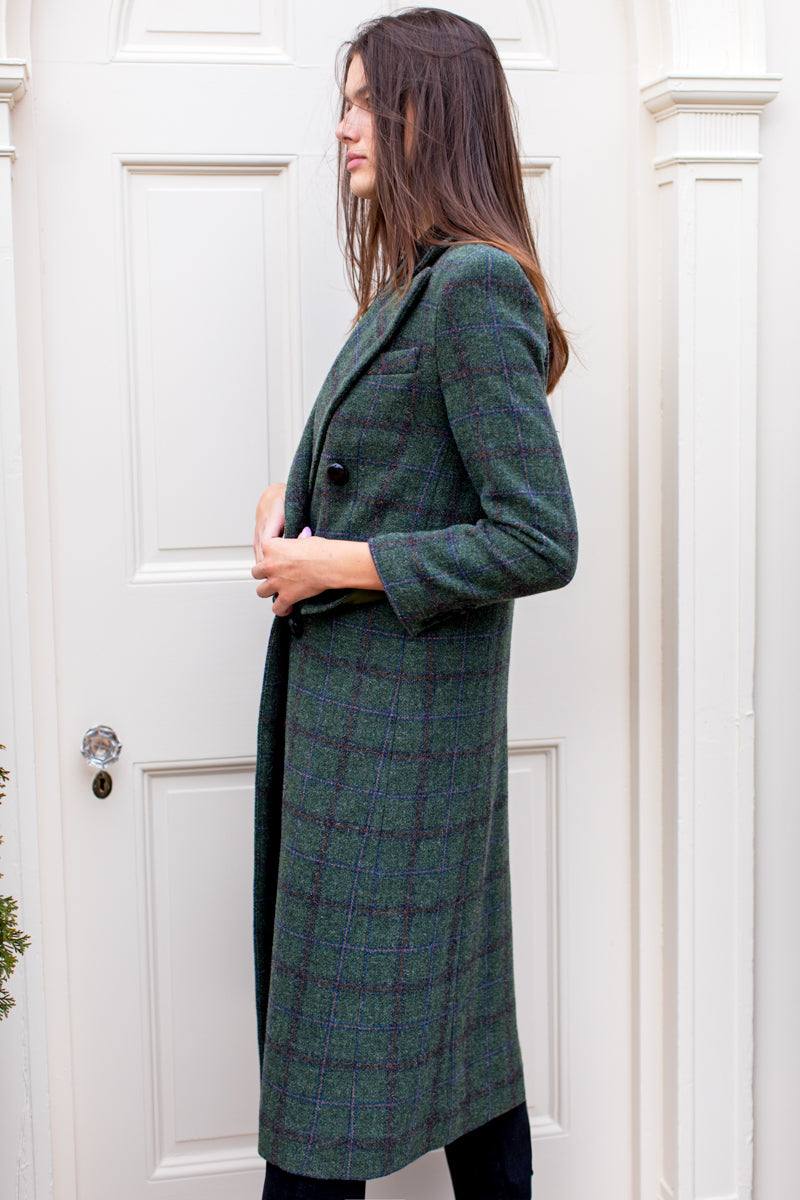 Julius Long Coat - Green Plaid Wool