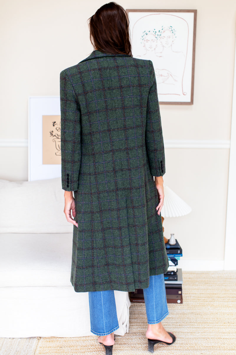 Julius Long Coat - Green Plaid Wool