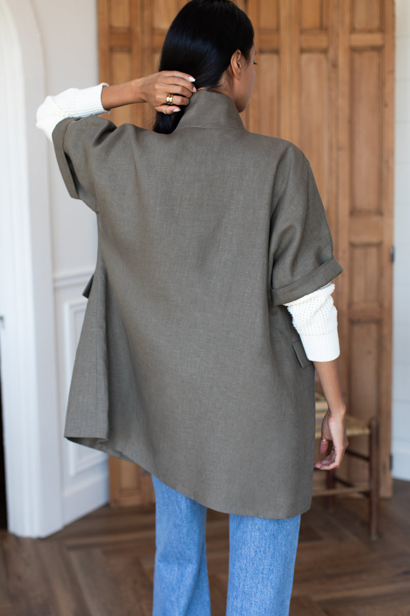 Layering Jacket - Army Green Linen