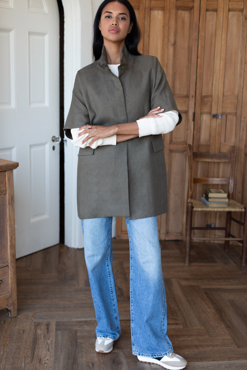 Layering Jacket - Army Green Linen