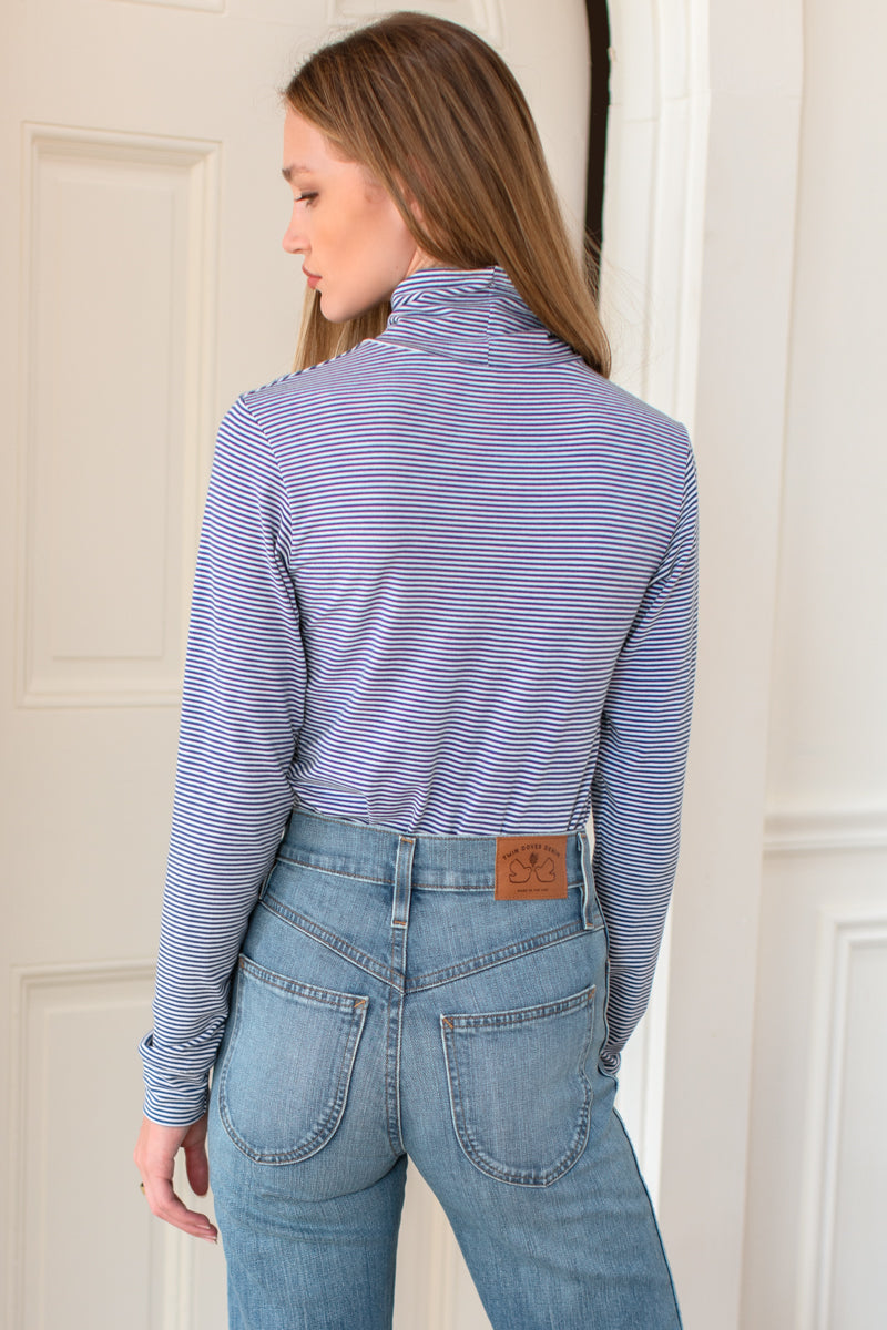 Little Turtleneck - Twilight + White Stripe Organic