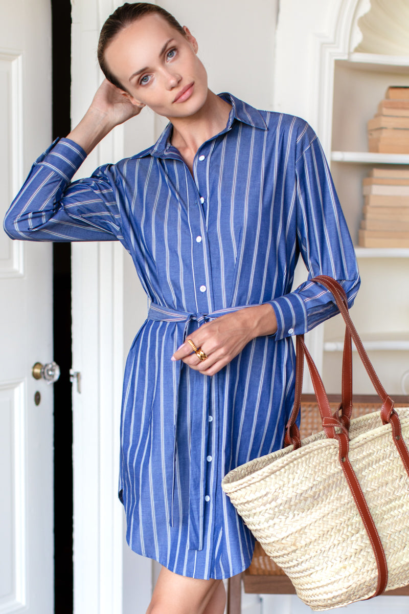 blue long sleeve shirt dress After Six Women's Shirtdress Gown - Blue