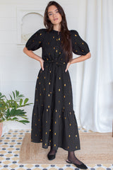 FOXEY Dress tiered 38792 ブラック 42974 Knit Dress 